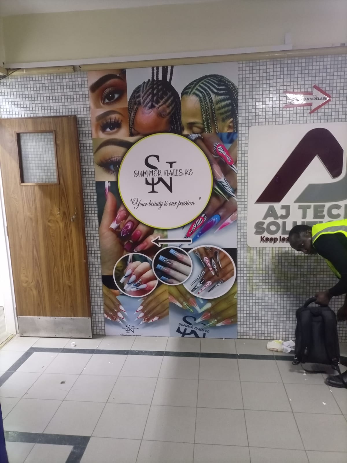 Branded fabric pull-up banner produced by Vewan