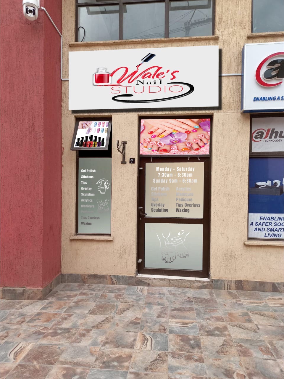 Wale's Nail Studio illuminated shopfront signage